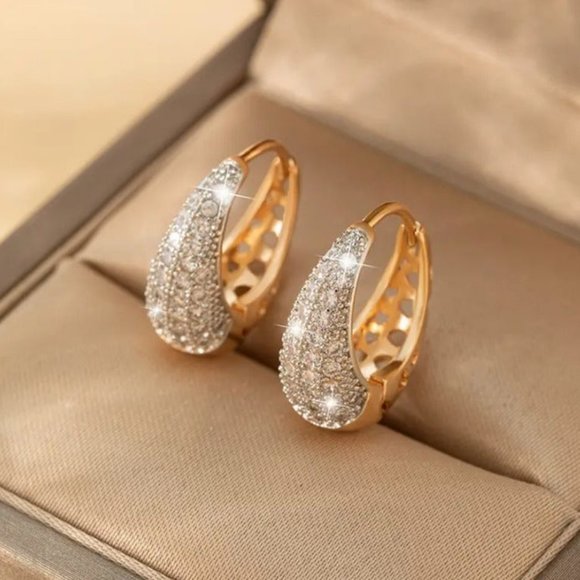 14K Gold Chunky Hoop 2ct Diamond Earrings Womens Oval Hoops Ladies Jewelry 2 ct